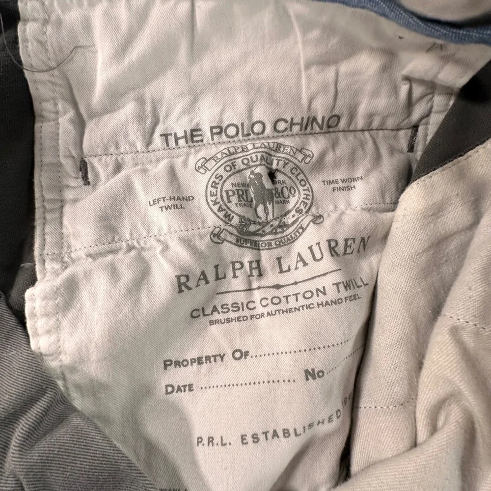Polo Ralph Lauren Mens Classic Cotton Twill Chino Pants Gray 34/34 Straight Leg